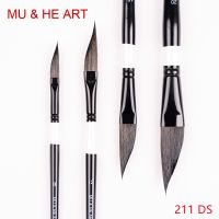 【YF】 Squirrel Hair Mixed Watercolor Paint Brush Long Oblique Angle Head Black   White Wooden Handle Brass Ferrule 211DS MU HE ART