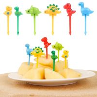 6pc/Set Dinosaur Fruit Forks Cute Bento Decorative Forks Animal Farm Dinosaur Fruit Fork Cake Dessert Pick Toothpick Decor