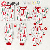 PatPat Christmas Family Matching Allover Xmas Tree พิมพ์ชุดนอน แขนยาว (ทนไฟ)