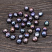 Natural Pearl Black Horizontal Hole Double Sided Light Round Beads For Jewelry Making Necklace Earring Accessory Charm Gift20PCS