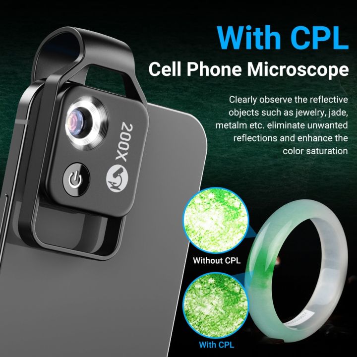 apexel-200x-เลนส์กล้องจุลทรรศน์โทรศัพท์พร้อมกล้องจุลทรรศน์-cpl-led-ใช้ได้กับกระเป๋าและไฟมือถือ