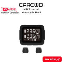 CAREUD M3K รถจักรยานยนต์ไร้สาย TPMS จอแสดงผล LCD HD รถจักรยานยนต์ภายนอกระบบตรวจสอบความดันลมยางเริ่มต้นและหยุดอัตโนมัติ IP67 Tie Rod กันน้ำ