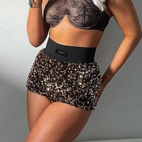 【CC】 New Hot Women’s Sequin Shorts Ladies Streetwear Waist Print Short Pants