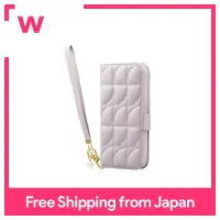 Elecom iPhone 14 Pro Case Cover Notebook Type Leather Quilted Mirror with Card Pocket Pink Beige PM-A22CPLFJM4PL