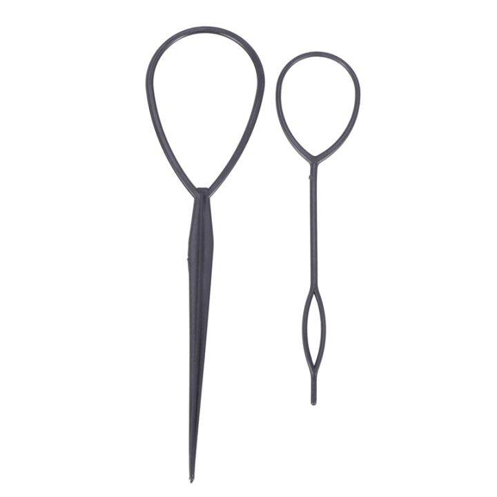 2-pcs-topsy-tail-hair-styler-hair-style-hair-twister-snare-loop-black