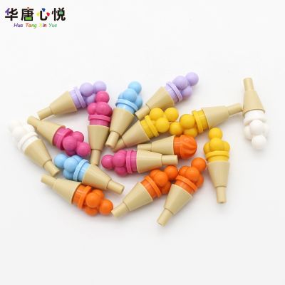 【CW】 Friends Food Accessory Set Ice Cream Cone Tricolor 10PCS Building Block Educational Toy Gift Dessert Friend Assemble Model Parts