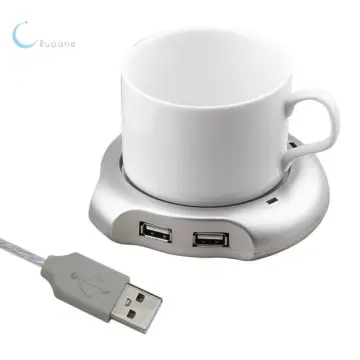 USB Drink Warmer with 4-port USB Hub: Keeps coffee warm with time