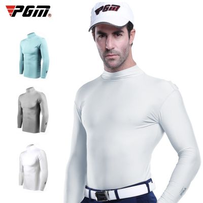PGM Mens Sun Protection Golf Shirt Underwear Long Sleeve Cooling Ice Silk Breathable Anti-UV Soft T-shirts YF202