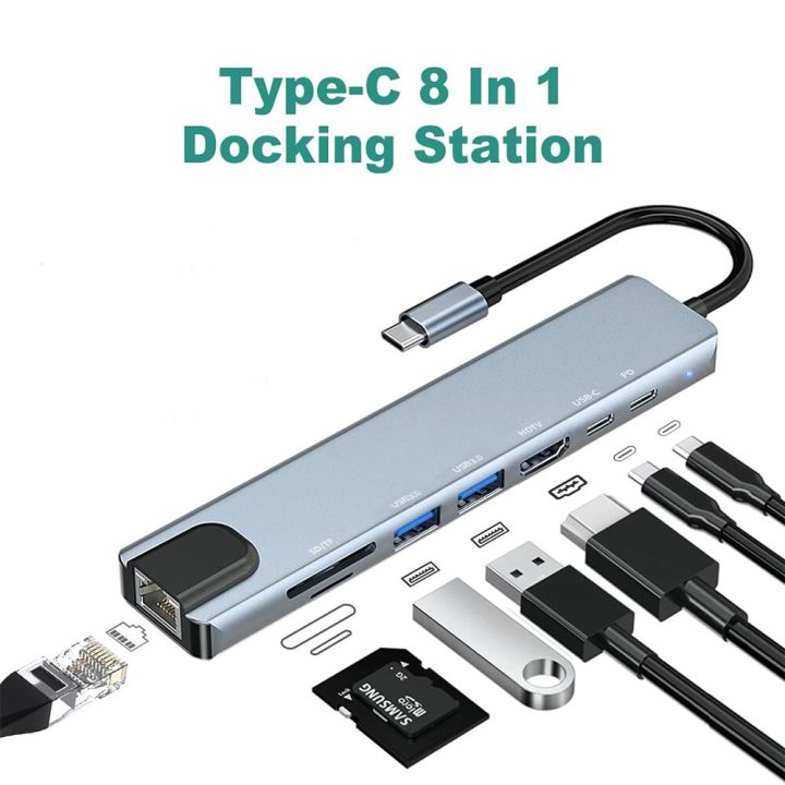 usb-c-hub-type-c-to-ethernet-adapter-with-hdmi-rj45-sd-tf-card-reader-pd-fast-charge-thunderbolt-3-usb-dock-for-macbook-pro-air-usb-hubs