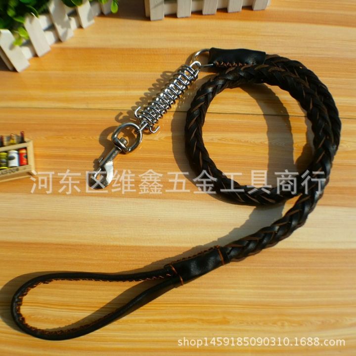 อุปกรณ์สำหรับสัตว์เลี้ยง-เชือกหนังวัว-cowhide-dog-chain-8-strand-buffer-traction-เชือกสุนัขขนาดใหญ่-เดินเชือกสุนัข