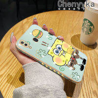 Chenyyyka Cai สำหรับ M10s Samsung A30 A20เคสการ์ตูนน่ารักลายสพันชบ็อบสแควร์แพนท์ใหม่กรอบสี่เหลี่ยมจัตุรัสชุบซิลิก้าเจลนิ่มกันกระแทกฝาครอบป้องกันเคสมือถือ