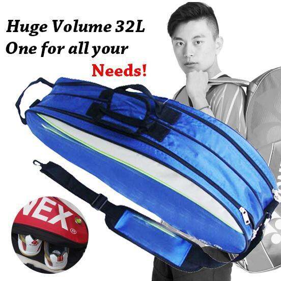 Badminton Backpack Tennis and Badminton Bag, Waterproof Nylon Bag for 3