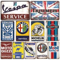 2023 Martini Metal Plaque Tin Sign Vintage Vespa Service Metal Poster Garage Decorative Plates Retro Garage Room Man Cave Wall Decor