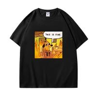 This Is Fine Things Are Going To Be Ok Meme T-shirt Cartoon Funny Graphic T-Shirts Summer Casual Vintage Oversized Tees Unisex