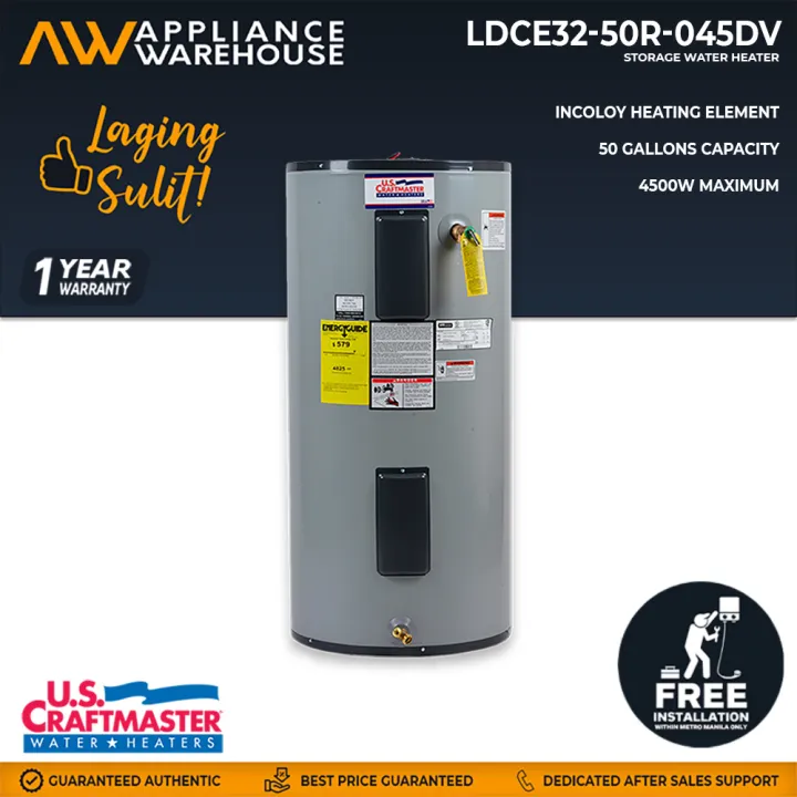 US Craftmaster 50 Gallons Storage Water Heater (Grey) Dual Heating