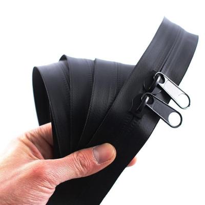 No. 10# long chain large roll invisible waterproof Zipper double opening black nylon Coil zipper for DIY Sewing Tents travel bag Door Hardware Locks F