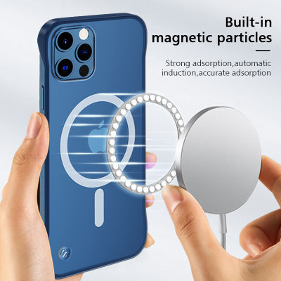 Magnetic Wireless Charging Case For 13 12 Pro Max Ultra thin No Bumper Design with No Fingerprint Matte Back Cover 12mini
