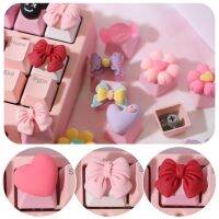 1pc Cute Bow Candy Pink Shell Purple Loving Heart Flowers Cartoon Pink Stereo PBT Mechanical Keyboard Key Cap ESC Keys R4 Height