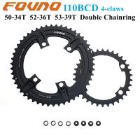 FOVNO จักรยานเสือหมอบจานโซ่110BCD 4-กรงเล็บ50-34ตัน2X11 12สปีดโซ่คู่สำหรับ Shimano R7000 R8000 R9100อุปกรณ์เสริมข้อเหวี่ยง