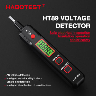 HABOTEST HT89 ปากกาดิจิตอลมัลติมิเตอร์ AC Voltage 12-300V / NCV Multimeter Pen พร้อมเสียงและแสง Alarm จอแสดงผล LCD ปากกาเทสไฟฟ้า