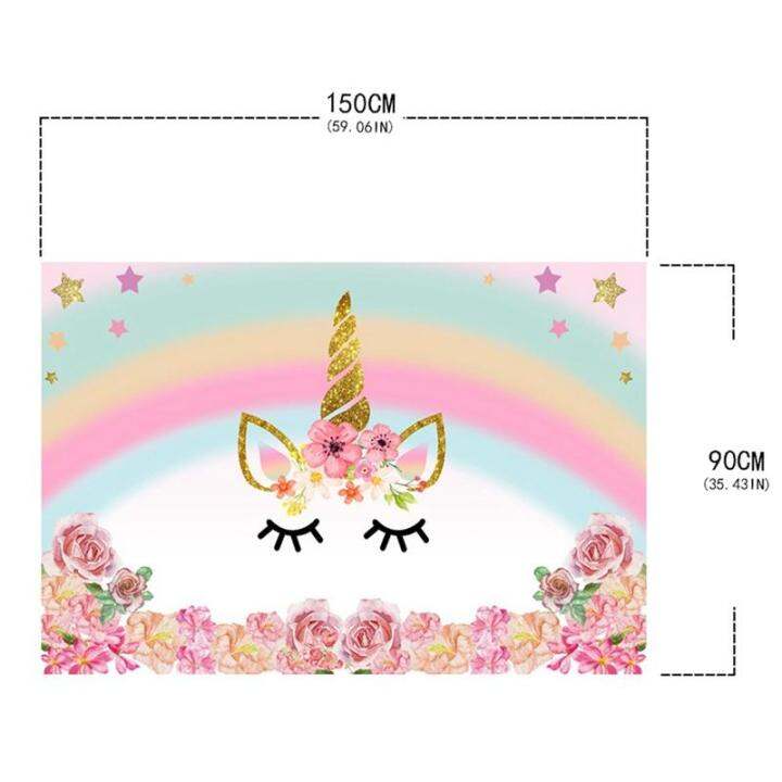 rainbow-unicorn-birthday-backdrop-pink-floral-unicorn-backdrops-7x5ft