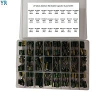 ชุดตัวเก็บประจุแบบอิเล็กโทรไลติกอลูมิเนียม24ค่า420ชิ้น10V ~ 400V 1UF ~ 1000UF ชุดตัวเก็บประจุ