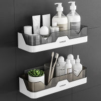 Wall-Mounted Bathroom Shelf For Shampoo Storage Plastic Storage Rack Kitchen Organizer For Bathroom Accessories Without Drill