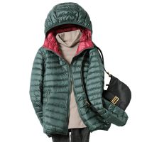 ZZOOI Clearance Double Sided Wear down Coat Womens New plus size Hooded Short winter Coats fashion Ultra-Thin Lightweight Down Jacket