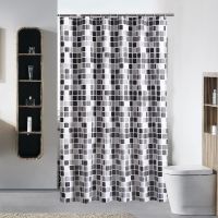 Shower Curtains With 12 Hooks Mosaic Lattice Shower Curtain, Waterproof Polyester Cloth Home Bathroom Accessories