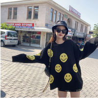 Pull Femme Autumn Fashion Outwear Pullovers O Neck Long Sleeve Face Smile Knitted Sweater Jacquard Tops Print Sueters Mujer