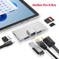 แท่นวางมือถือ USB-C 7ใน1สำหรับพื้นผิว Pro 8/9 /X ฮับ USB3.0ด็อกต่อขยายฮับที่รองรับ HDMI แท่นวางมือถือ