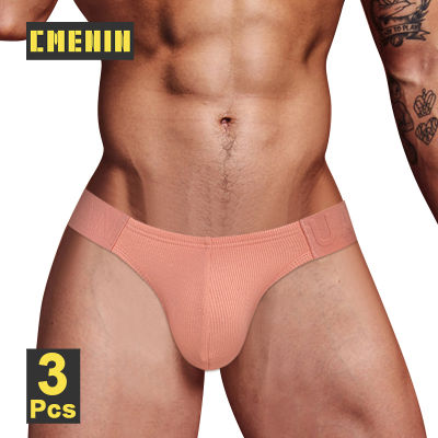 CMENIN 3Pcs ชุดชั้นในชายเซ็กซี่ต่ำเอวกางเกงผ้าฝ้าย Man Jockstrap กางเกง Slip Hip Seamless เซ็กซี่ s กางเกงกางเกง