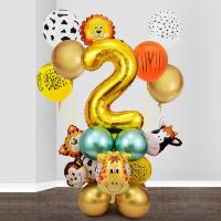 hotx【DT】 26pcs Gold Number Balloons Jungle Theme Birthday Decorations Kids Baby Shower