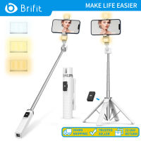 Brifit ไม้เซลฟี่ 102 ซม. สี่ขา, รีโมทบลูทูธไร้สาย, ปรับความยาวได้แบบพับได้, ไฟ LED แบบชาร์จไฟได้, โหมดแสง 3 โหมด, เข้ากันได้กับอุปกรณ์มือถือ iOS และ Android ทั้งหมด