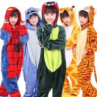 Kigurumi Dinosaur Stitch Spiderman Onesies Kids Pajamas Children Animal Jumpsuit Girls Boys Cosplay Pyjamas Baby Costume