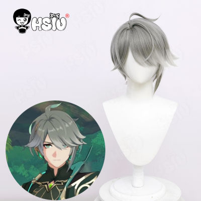 Alhaitham Cosplay Wig Fiber synthetic wig Game Genshin Impact Cosplay「HSIU 」Grayish white Short hair +Wig Cap~