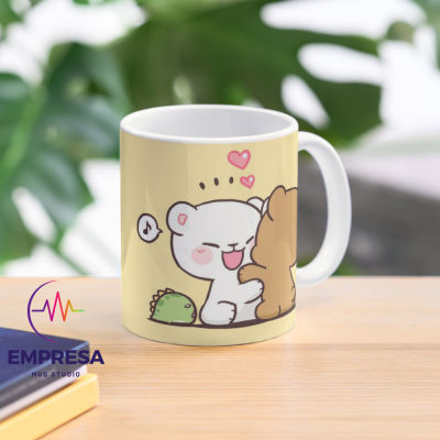 Milk and Mocha Mug, Luxury Cute Print Ceramics 11oz Ceramic Coffee Cup