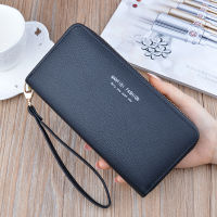 Fashion Wallet Women Solid Color Money Clip Letter Print Long Card Holder Female Wristband Zipper Coin Purses Simple Clutch