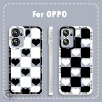 เคสกันกระแทก TPU นุ่ม Oppo A5 A9 2020 A16K A7 A5S A56 A94 A95 A16S A12 A3S A12E A53 A32 A33 A11S A53S A15S A35 A94 A54 A74 A95 A55 A53S A54S A55 A31 A8 A37 A52 A72 A92 A54 A74 A93 A73 F17 A96 F11 Pro Reno5 6Z 5F 5Z Reno6 Lite เคสโทรศัพท์OPPO ความรักขาวดำ