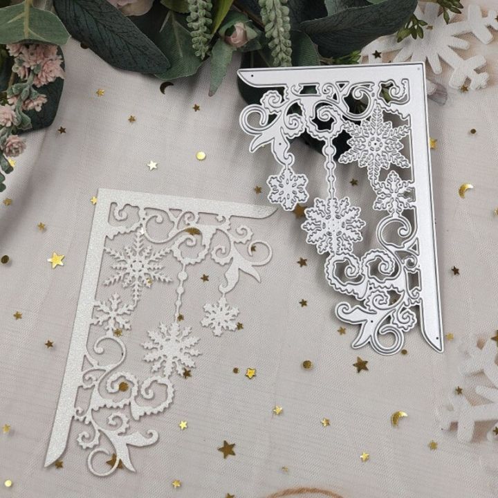 แม่พิมพ์ลายฉลุที่ตัดลายกระดาษโลหะรูปเกล็ดหิมะแนวคริสต์มาสแม่แบบการ์ดลายนูนแม่แบบอัลบั้มรูปแบบทำมือ