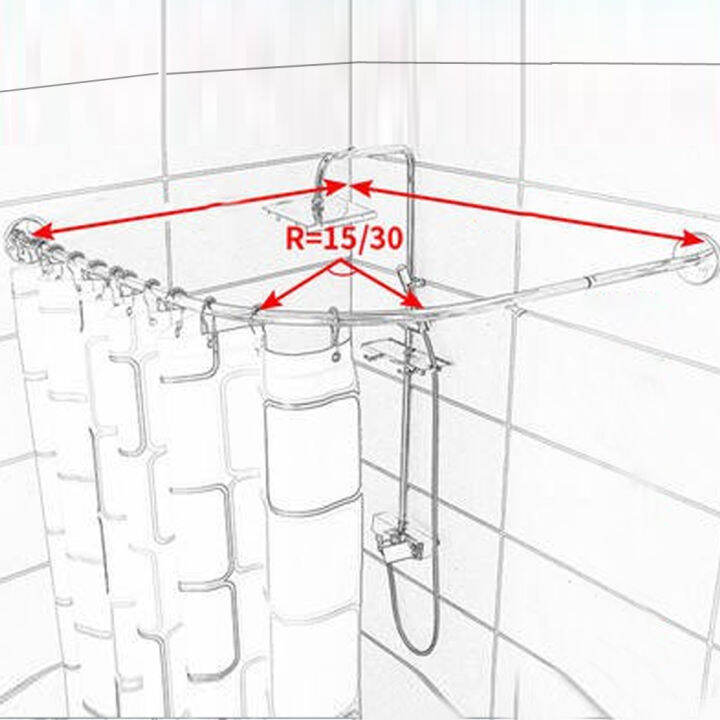 New Stainless Steel Adjustable Curved Shower Curtain Rod Bathroom Bars