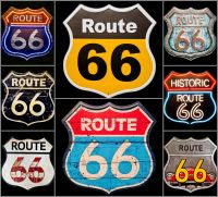 ⛽ส่งด่วน⛽ป้ายรูท 66 , ROUTE 66 ป้ายสังกะสี 30x30cm ตกแต่งผนัง