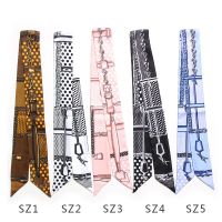 【CW】 Fashion Chain Lock Print Silk Scarf Headscarf Headwear Wrap Hair Hand Accessories