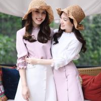 prettythingonme (preoder) Sweet Summer Top - สี Petal Pink เสื้อแขนยาวระบายกุ๊กๆรอบคอและปลายแขน ผ้าญี่ปุ่นเนื้ออย่างดี