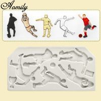 【hot】 Aomily 1PC Soccer Baseball Rugby Players Silicone Fondant Mold Chocolate Cookies Mould Baking Tools Clay