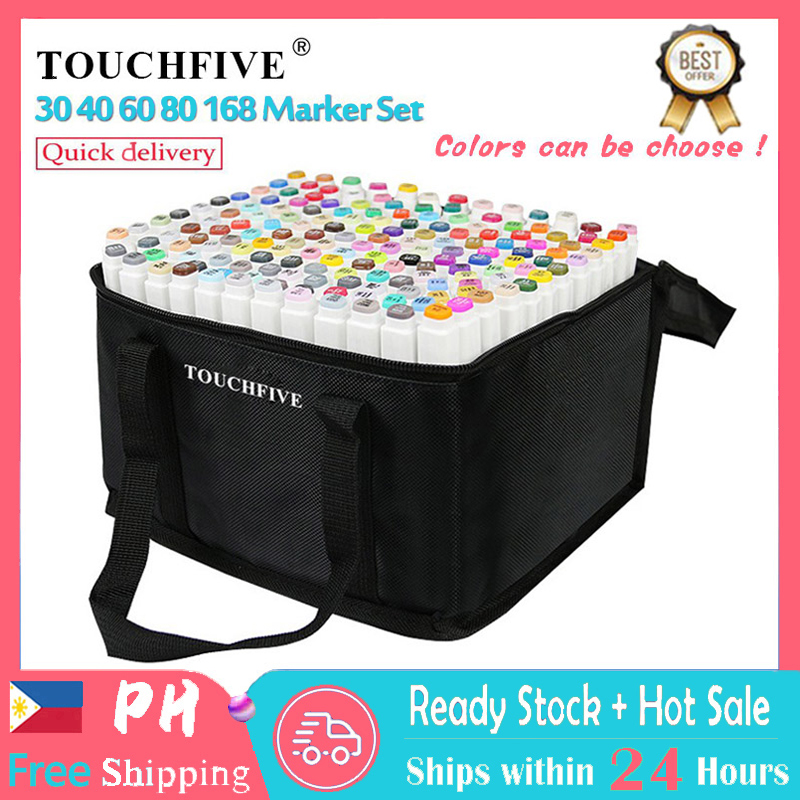 TOUCHFIVE Markers 30 40 80 168 Colors Dual Tips Alcohol Graphic Sketch Twin 