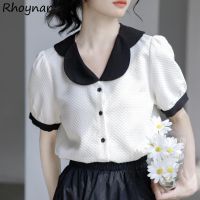 【HOT】❦ Blouses Girlish Panelled French Fashion Puff Sleeve Temper Kawaii Aesthetics Chemise S-3XL