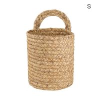 [ELEGANT] Cattail Woven Hanging Basket Baskets For Planters Woven Rattan Wicker Garden Wall Decoration Wall-mounted Basket Storage Rack