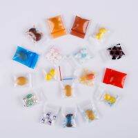 100pcs 1.8x2.6cm Thick 0.24mm Crystal Packing Candy Pouches Reusable Powder Zipper Lock Sack Mini Cute Ziplock Plastic Print Bag Food Storage Dispense