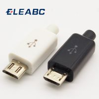 [HOT JJRQQZLXDEE 574] 10ชิ้น M Icro USB 5PIN เชื่อมประเภทชายเสียบเชื่อมต่อชาร์จ5จุด USB หางชาร์จซ็อกเก็ต4 In 1สีขาวสีดำ